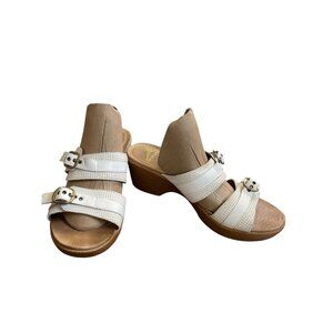Dansko Womens White Leather Wedge Heel Sandals Size 8.5/40 SKU 8709